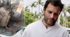 गुजरात में राहुल गांधी की कार पर पत्‍थरबाजी, कांच टूटा, राहुल बोले – मैं डरने वाला नहीं