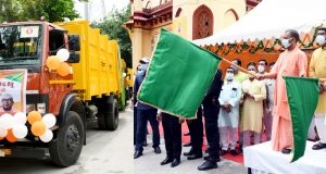 मुख्यमंत्री ने गोरखपुर में  साॅलिड वेस्ट मैनेजमेंट के लिए 20 काॅम्पेक्टर वाहनों को हरी झण्डी दिखाकर रवाना किया